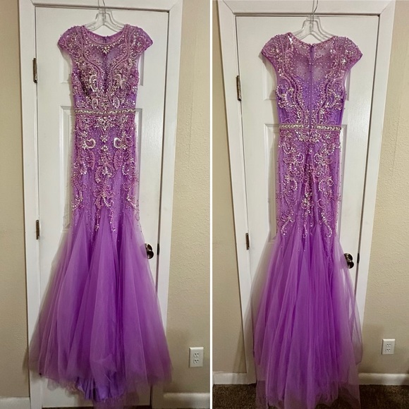 Johnathan Kayne Dress Size 0, Lavender Fitted, Mermaid Style - Picture 1 of 7